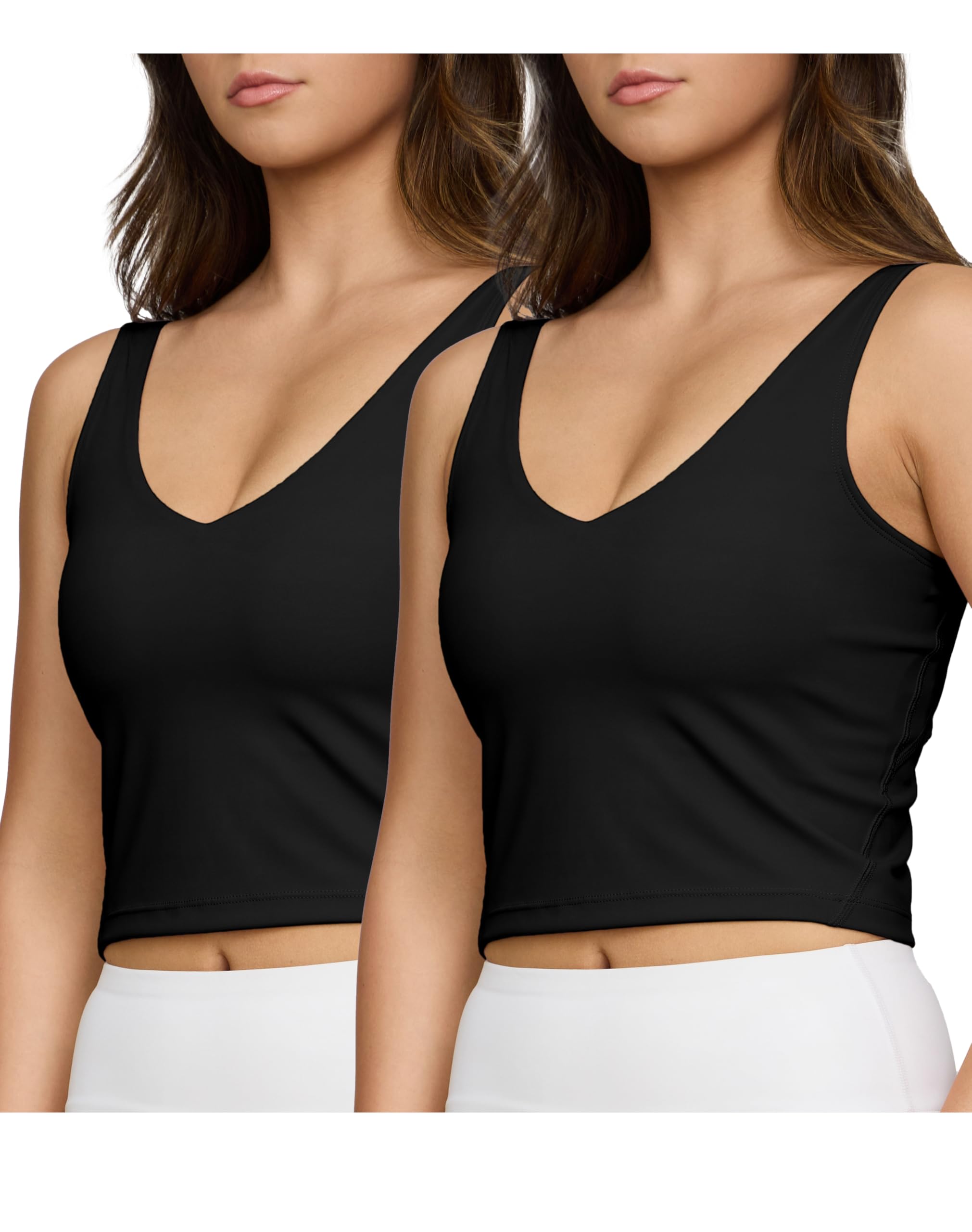 Pure Champ 2pk Sports Bras For Women Medium Support Crop Tops Tank Top For Women Camisole Cami Workout Tops Removable Padding