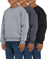 Pure Champ 3 Pack Boys Sweatshirts Long Sleeve Boy Crewneck Relaxed Soft Essentials Teen Pullover Sweaters For Youth Kids