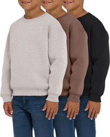 Pure Champ 3 Pack Boys Sweatshirts Long Sleeve Boy Crewneck Relaxed Soft Essentials Teen Pullover Sweaters For Youth Kids