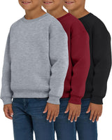 Pure Champ 3 Pack Boys Sweatshirts Long Sleeve Boy Crewneck Relaxed Soft Essentials Teen Pullover Sweaters For Youth Kids