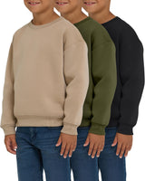 Pure Champ 3 Pack Boys Sweatshirts Long Sleeve Boy Crewneck Relaxed Soft Essentials Teen Pullover Sweaters For Youth Kids