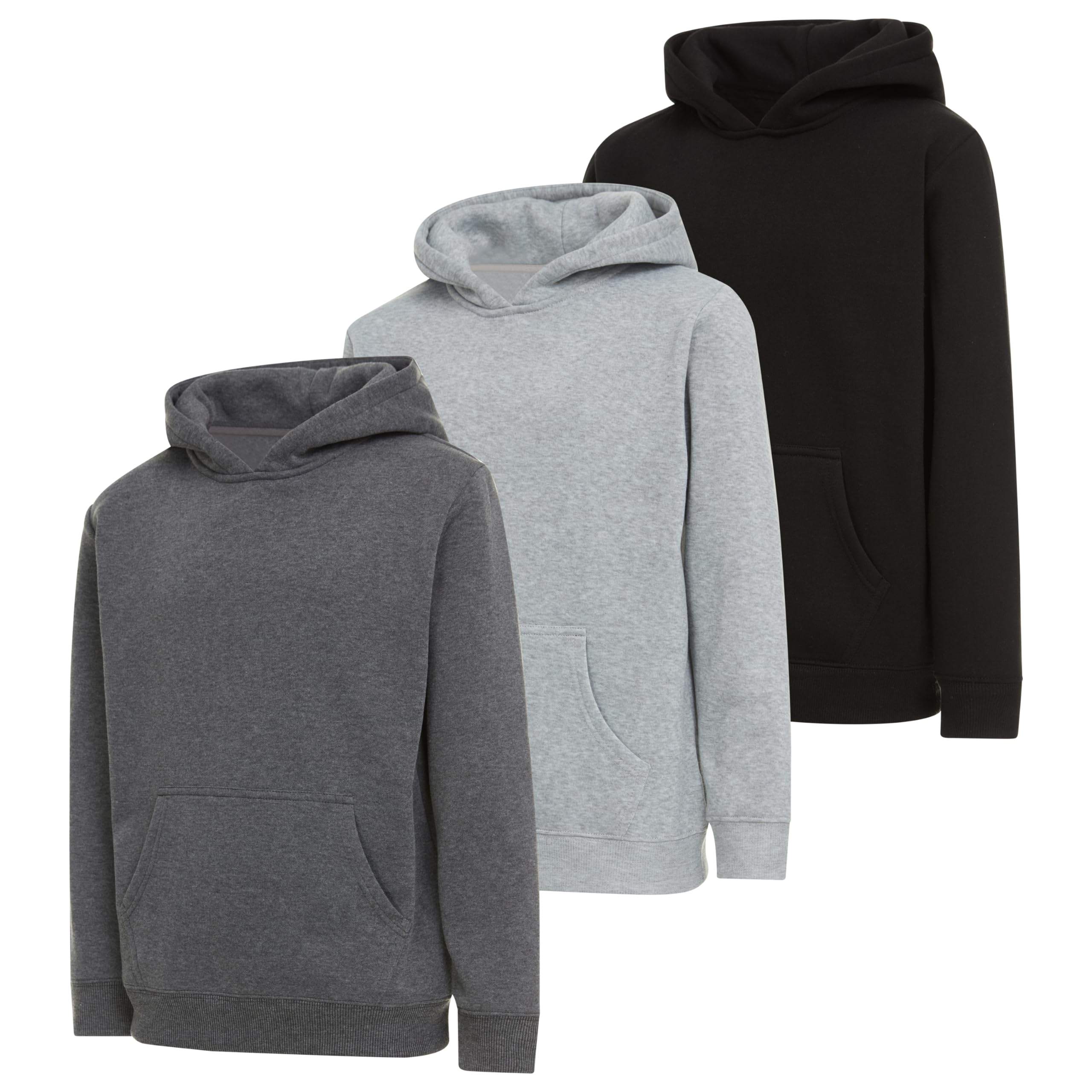 PURE CHAMP Boys Hoodies 3 Pack Fleece Pullover & Zip-Up Sweatshirts for Boys Kids Youth Plain Basic Everyday Wear Sizes 4-20