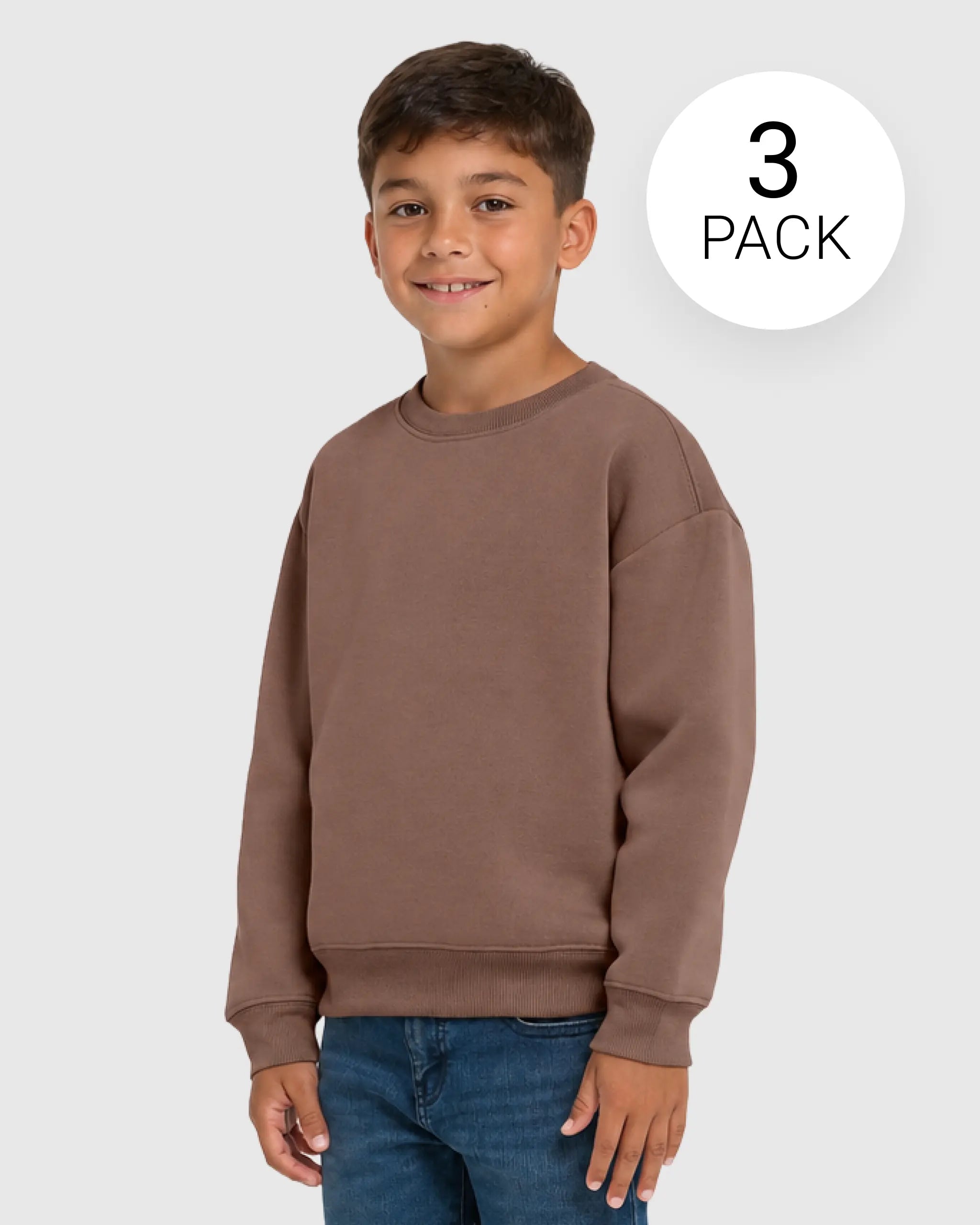 Boys 3 Pack Fleece Crewnecks