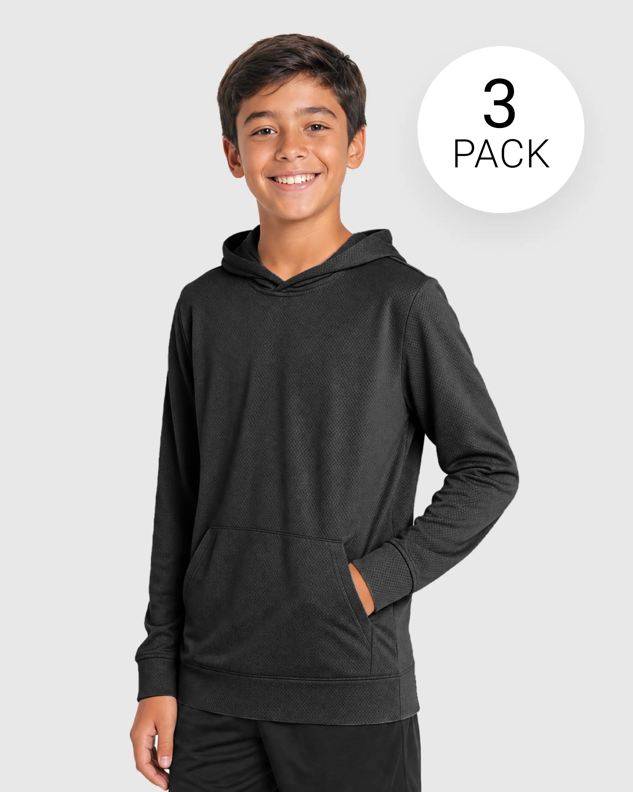 Boys 3 Pack Mesh Hoodies
