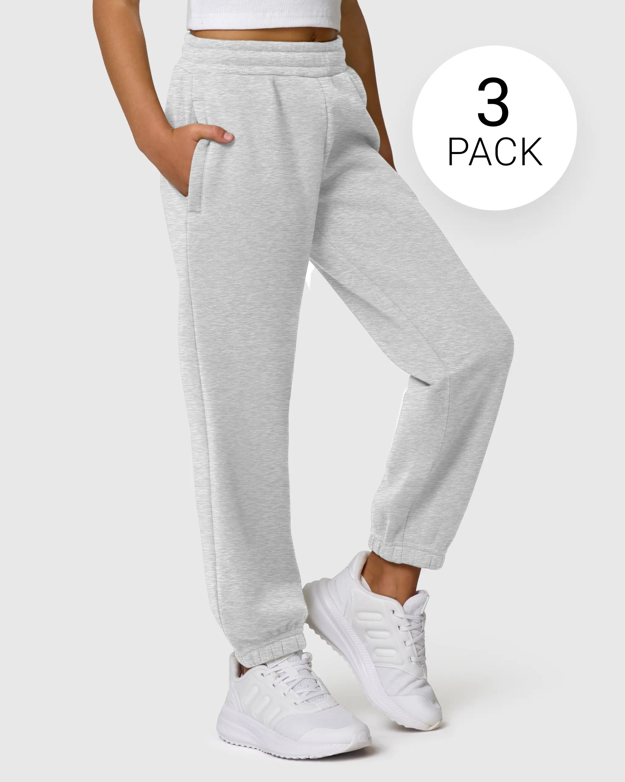 Girls 3 Pack Fleece Sweatpants