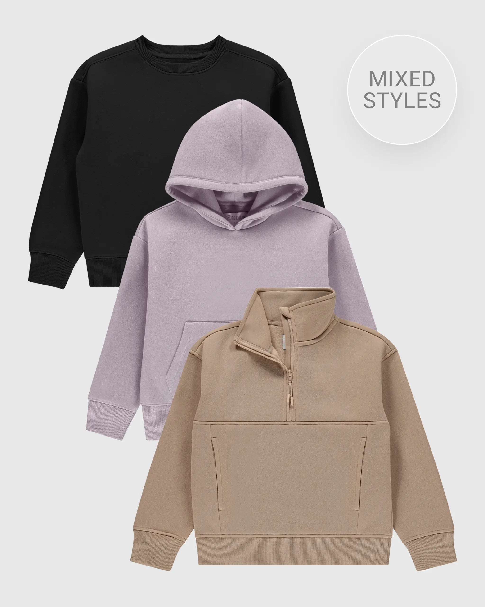 Girls 3 Pack Mixed Fleece Sweatshirts
