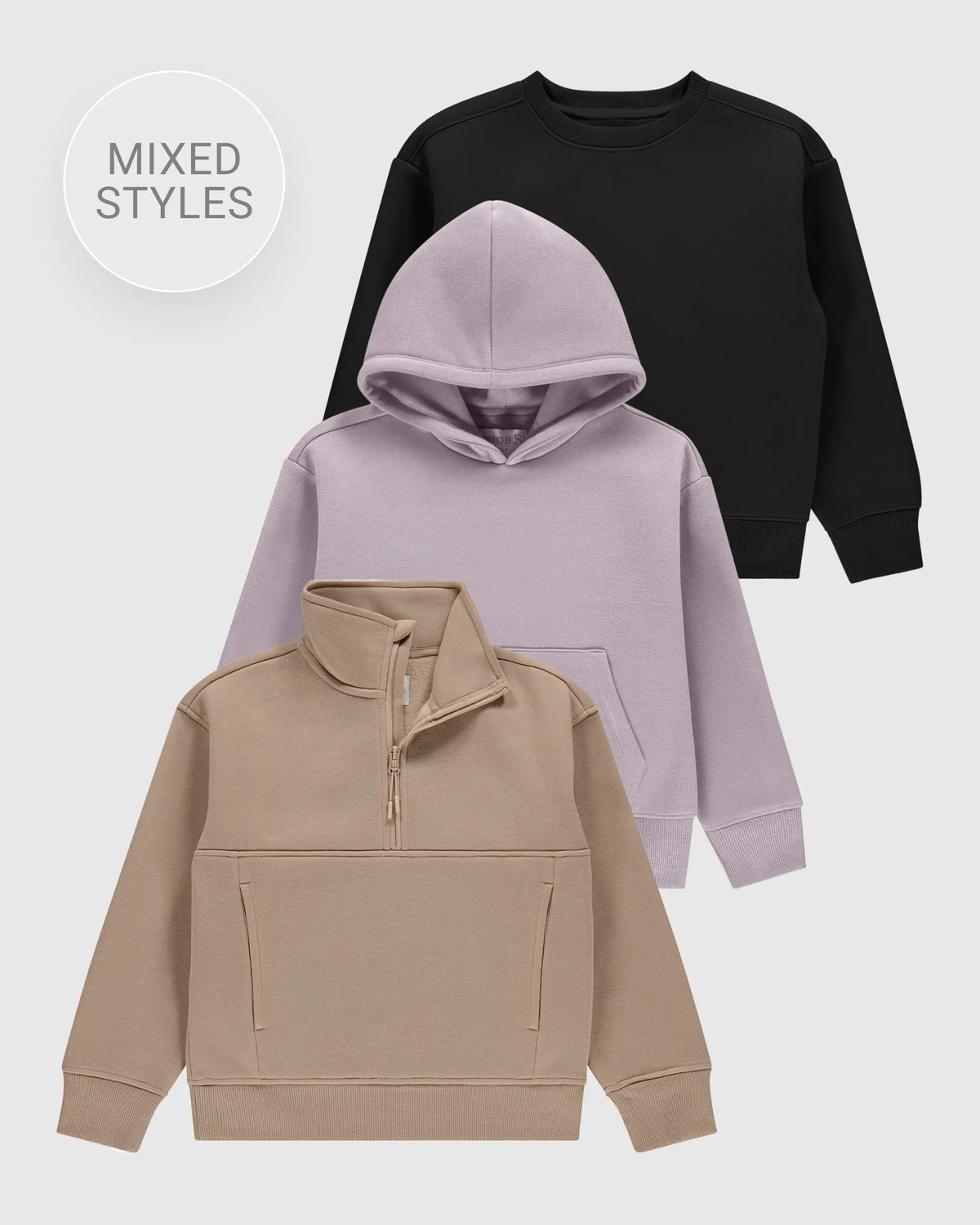 Girls 3 Pack Mixed Fleece Sweatshirts