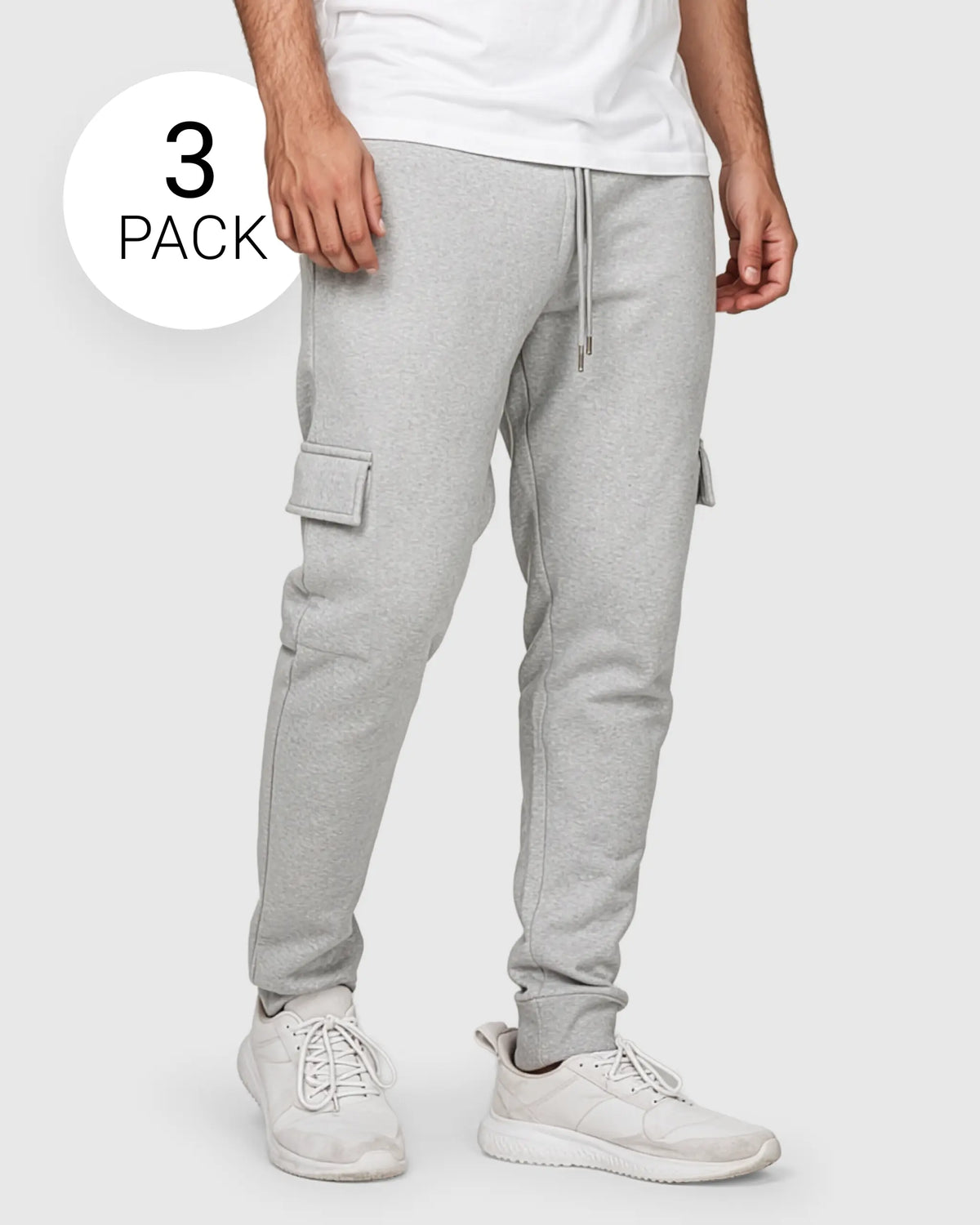 Mens 3 Pack Fleece Cargo Sweatpants